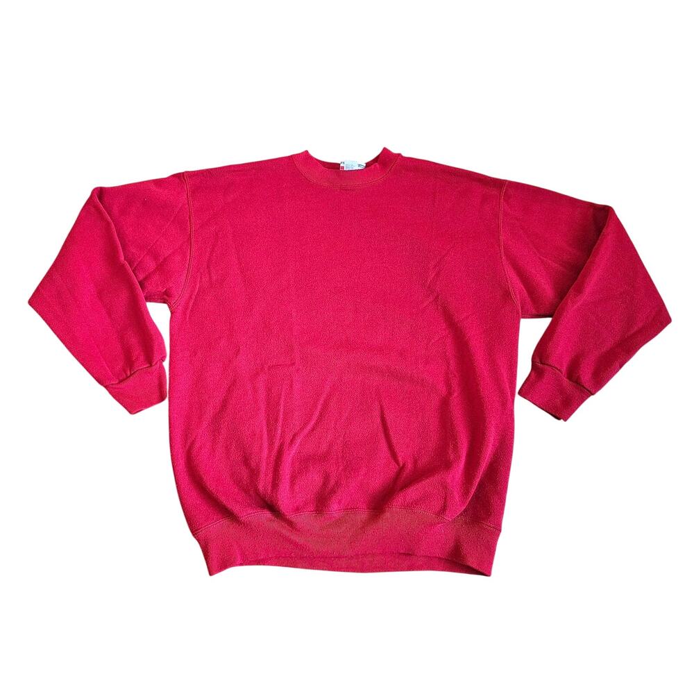 Tultex Ultra Fleece 350 Blank Plain Red 50/50 Sweatshirt Sz L 1990s